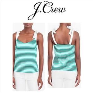 J.Crew Shoulder Tie Striped Top Green Size S